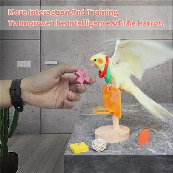 Bird Toys For Parakeets,5pcs Parrot Toys Set Include Bird Basketball Toy, Block - Picture 5 of 7